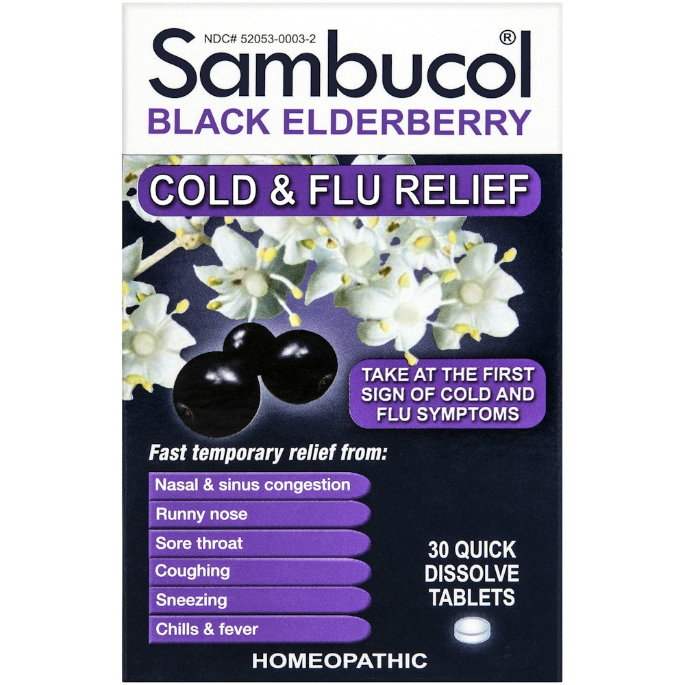 Sambucol Black Elderberry, Cold & Flu Relief, 30 Quick Dissolve Tablets