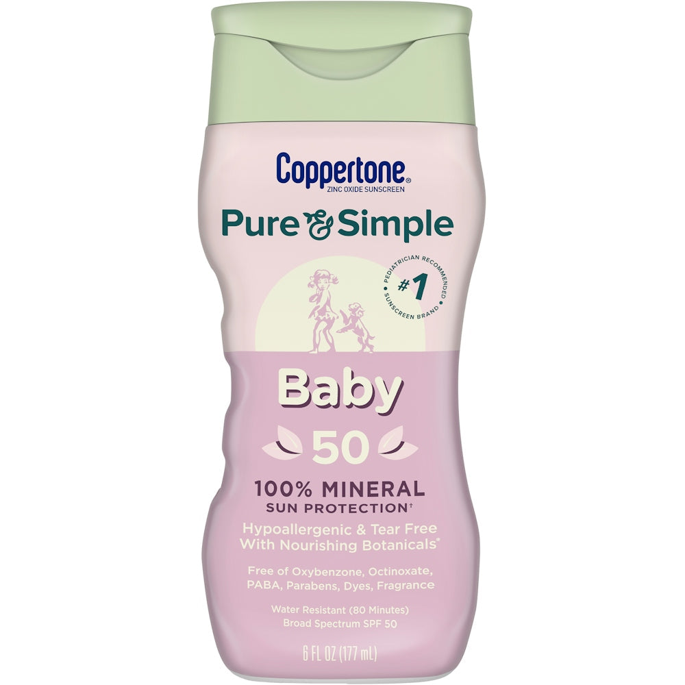 Coppertone Pure & Simple Baby Mineral Sunscreen SPF 50 6 Fl Oz