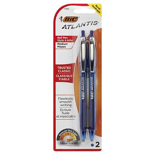 BIC Atlantis Original Retractable Blue Ballpoint Pen - 12 Count (6 Packs of 2)