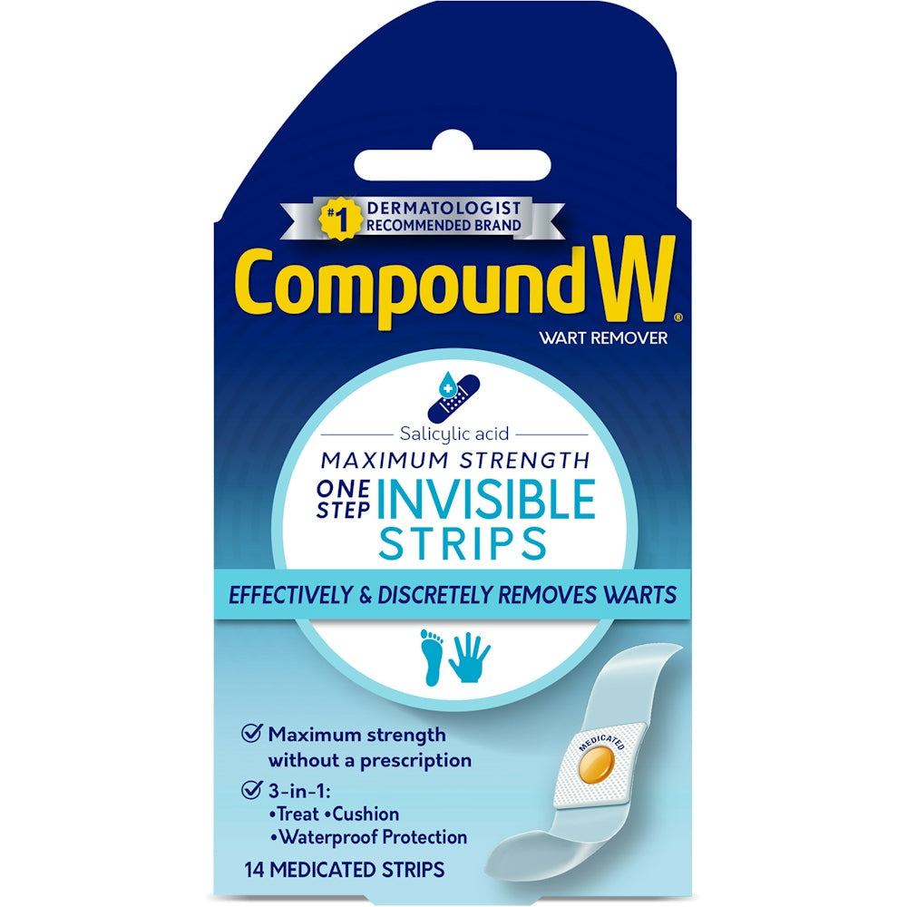 Compound W One Step Invisible Wart Remover – 14 Waterproof Adhesive Patches