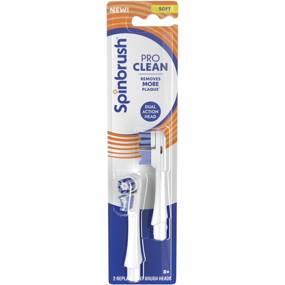 Spinbrush Pro Clean 8+ Soft Replacement Brush Heads