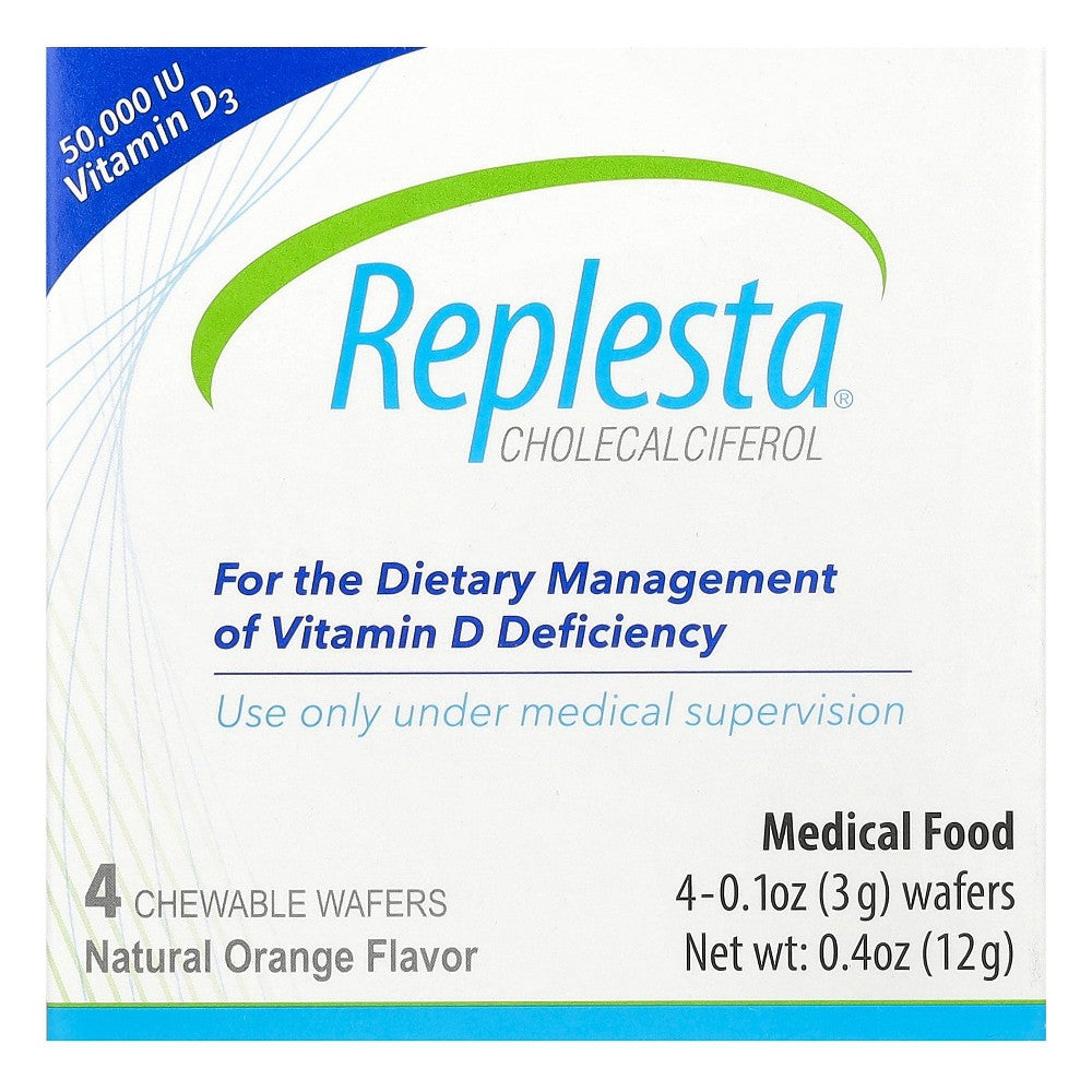 Replesta Vitamin D-3, Cholecalciferol, Natural Orange, 50,000 IU, 4 Chewable Wafers