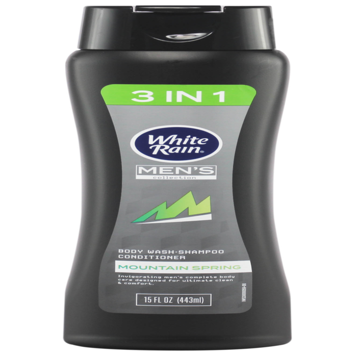 White Rain Men Fresh Mountain Spring Shampoo + Conditioner + Body Wash 15 Fl Oz