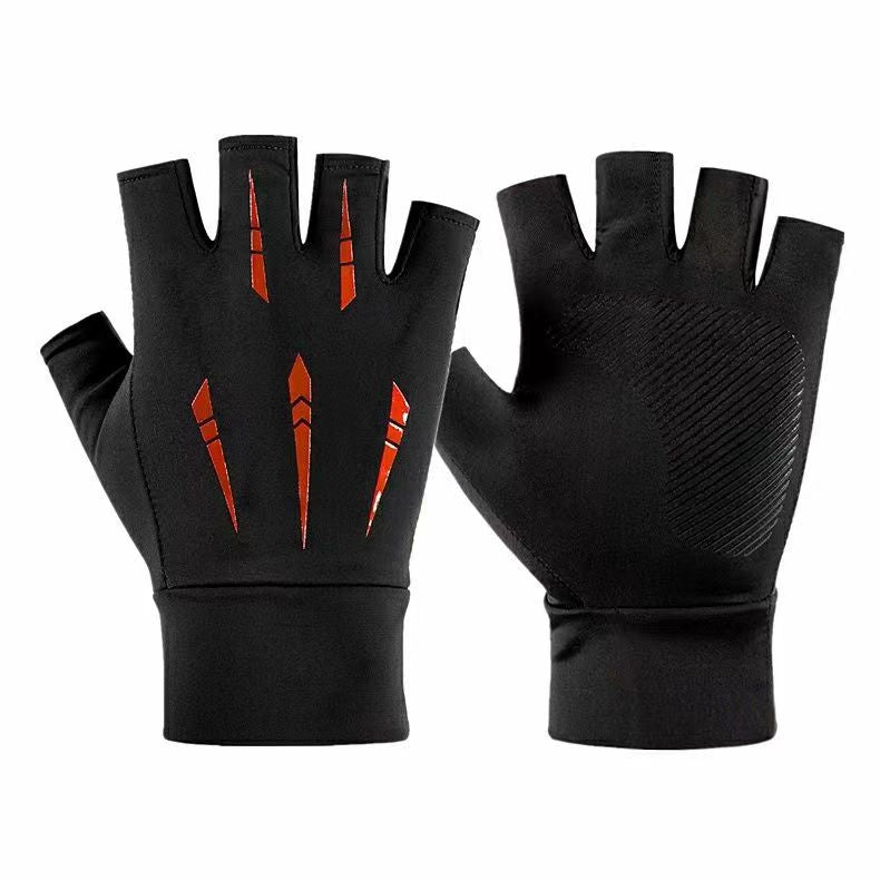 Summer Outdoor Sports Half-finger Gloves Made From Ice Silk With A Non-slip Grip