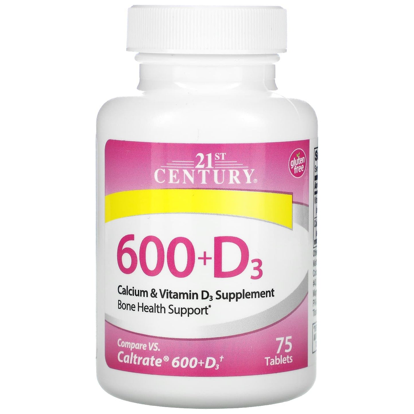 21st Century Calcium 600 mg + Vitamin D3 800 IU – Bone & Joint Support, 75 Tablets