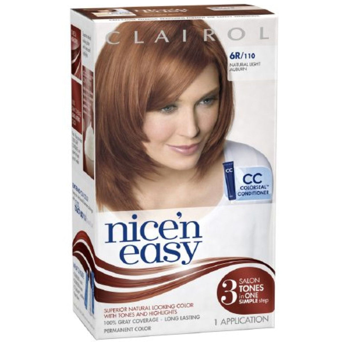 Nice N Easy Clairol 'n Born Red Permanent Hair Color, 6R/110 Natural Light Auburn, 1 Kit