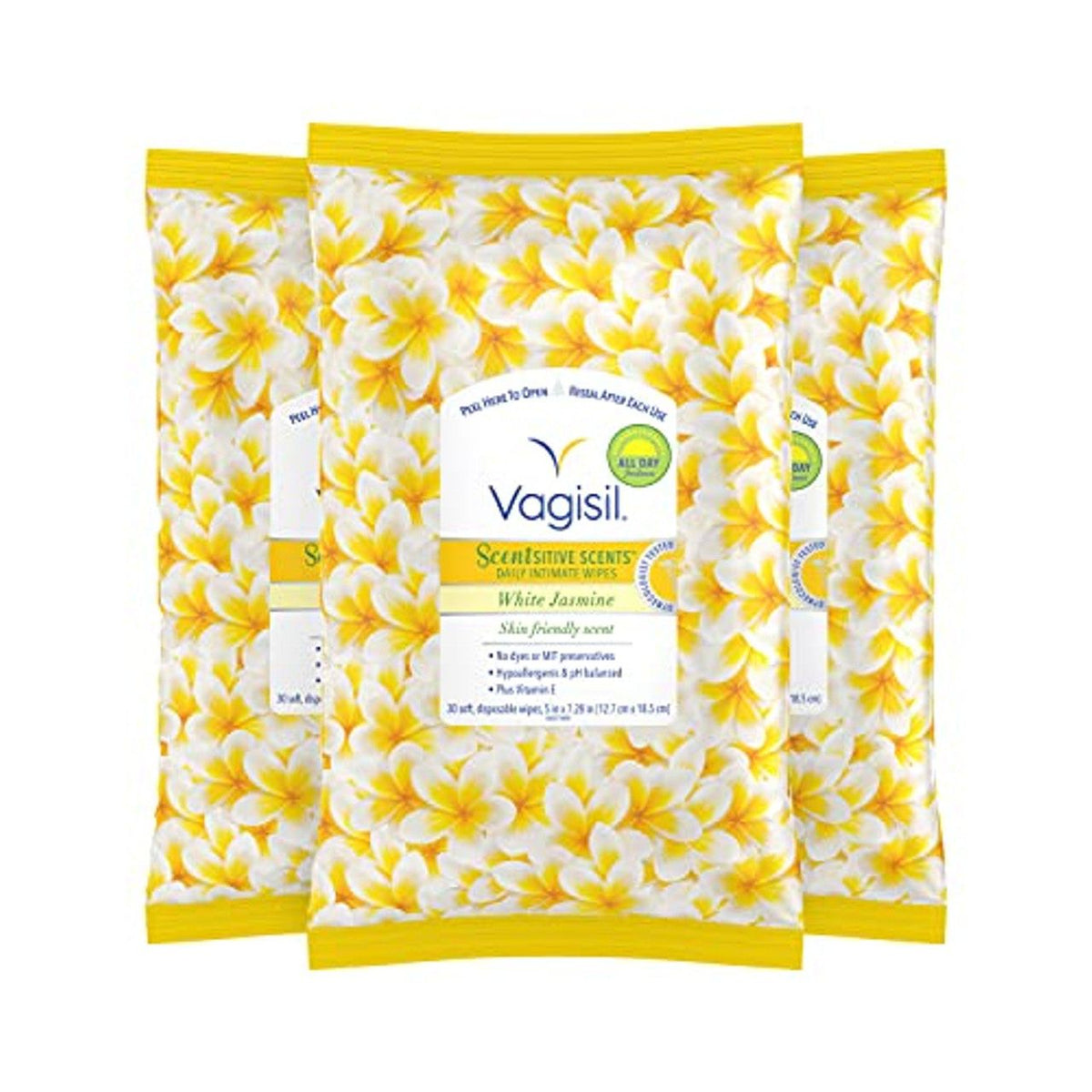 Vagisil Scentsitive Scents Intimate Wipes, Daily, White Jasmine