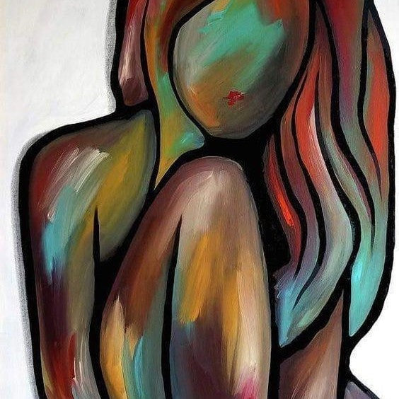Abstract Woman Nude Oil Painting Sexy Body Art Canvas