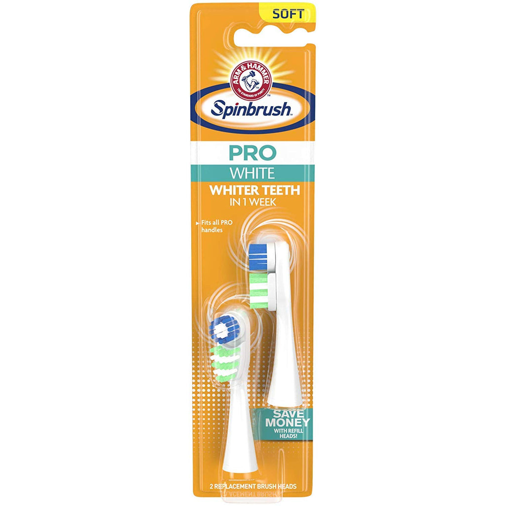 Arm & Hammer Spinbrush Pro Clean Refill, Medium Bristles, Includes 2 Replacement Heads For Battery Powered Toothbrushes