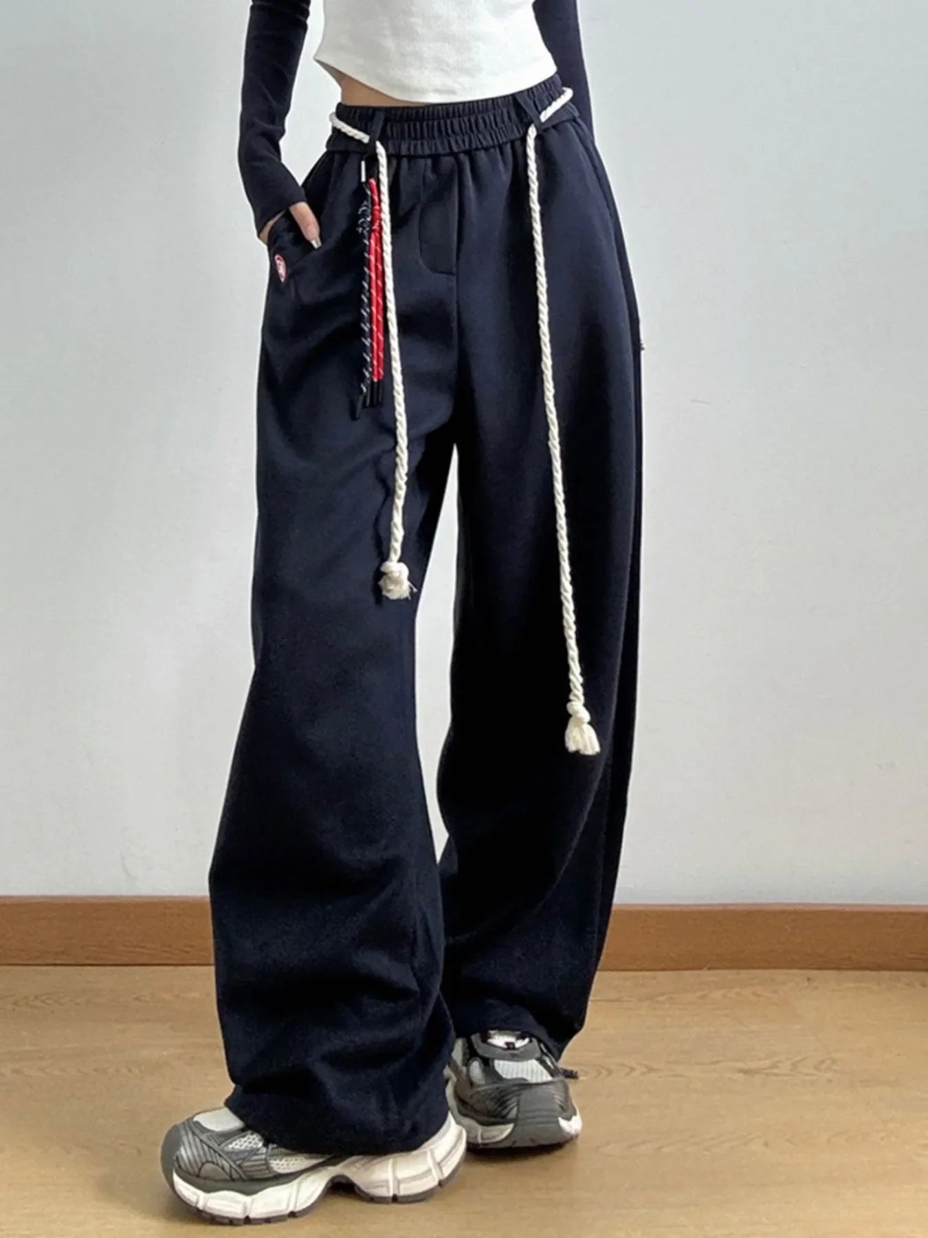 Decorative Rope Detail Casual Pants