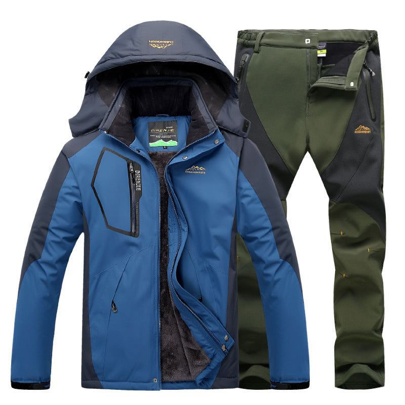 Men's Winter Waterproof Fleece Lined Outdoor Jacket Set