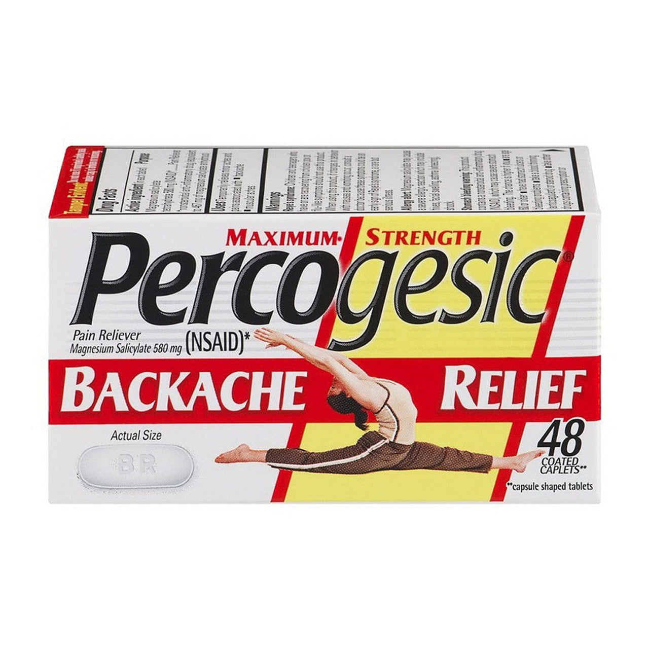 Percogesic Backache Relief Pain Reliever, Maximum Strength, 48 Tablets