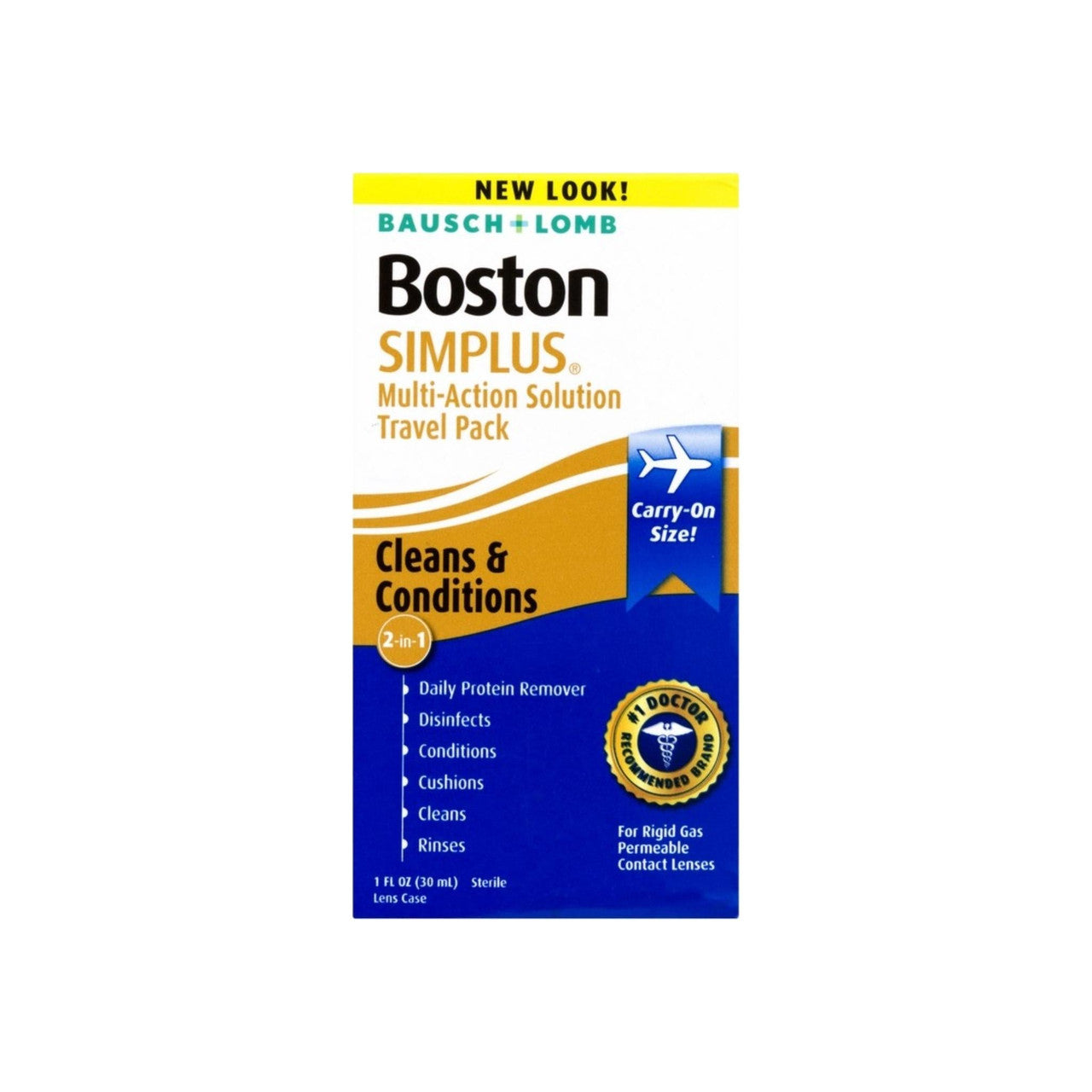 Boston Simplus Multi-Action Solution Travel Kit – All-in-One RGP Lens Care with Case, TSA Compliant, 1 Fl Oz