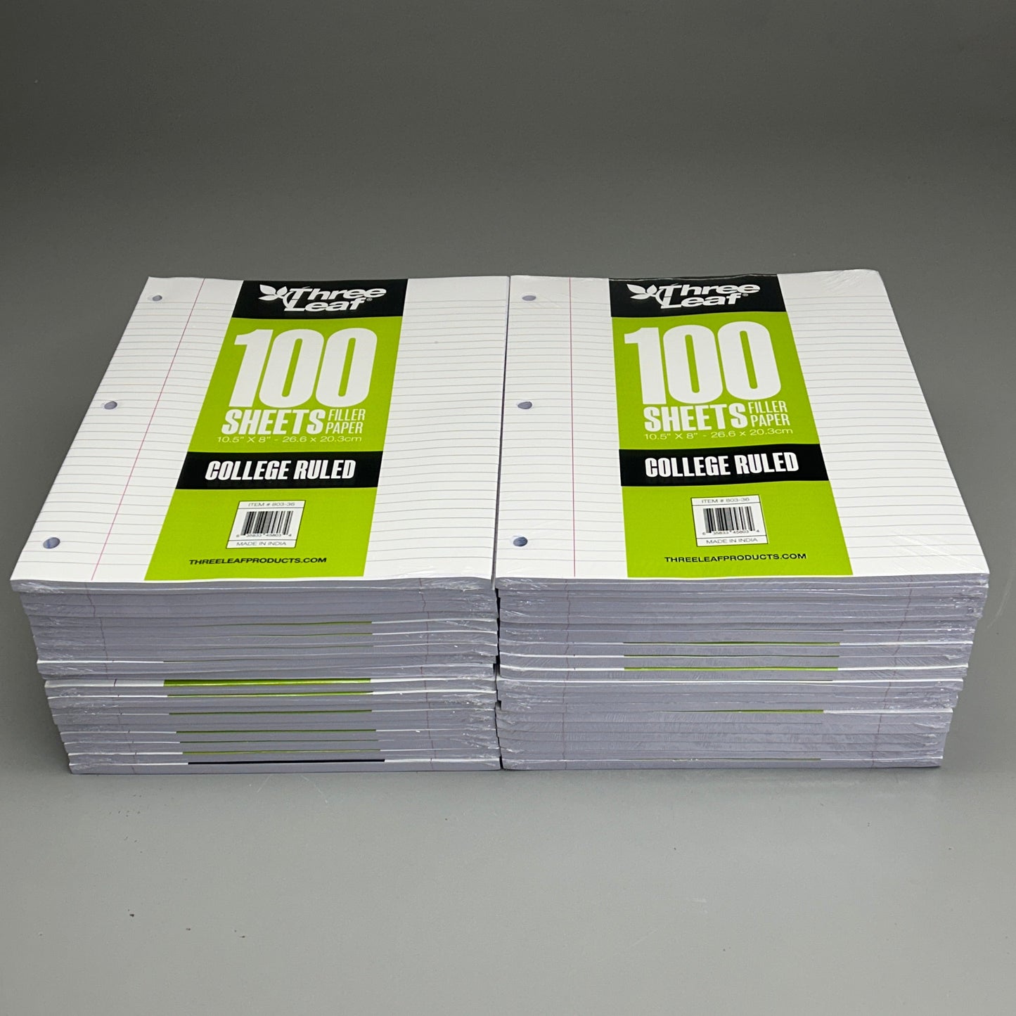 THREE LEAF (36 PACK) Filler Paper College Ruled 100 Count 10.5" x 8" (New)