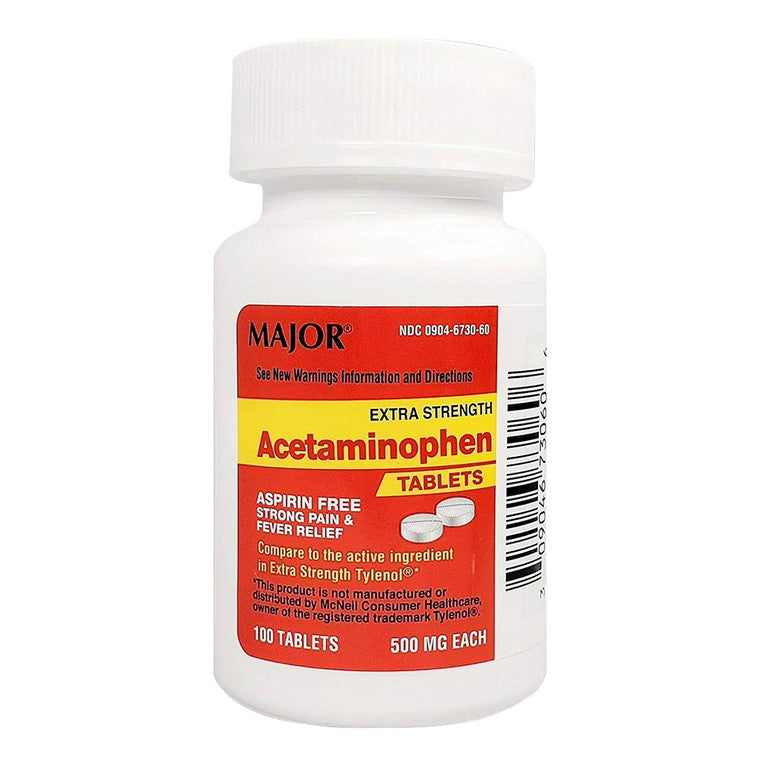 Acetaminophen 500 mg Extra-Strength Tablet, 100 EA