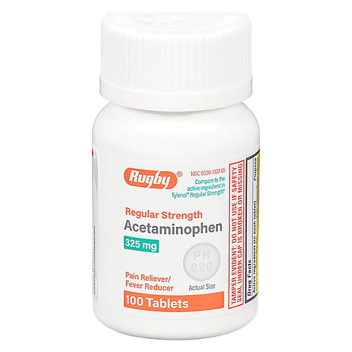Major Rugby Acetaminophen 325 mg Regular-Strength Tablet, 100 EA
