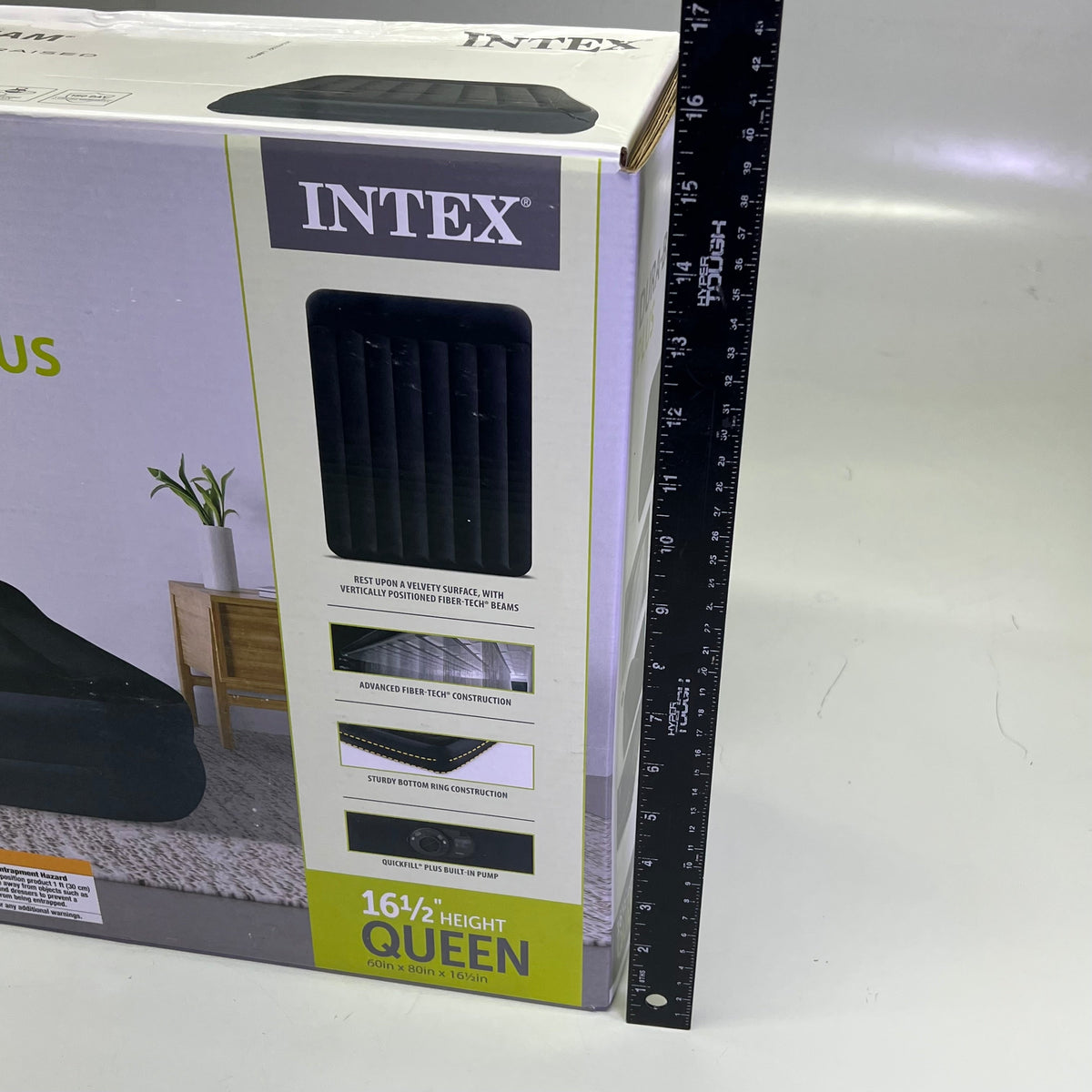 INTEX Dura-Beam Plus Pillow Rest Air Mattress Built-In Pump Queen 16.5" 64123ED