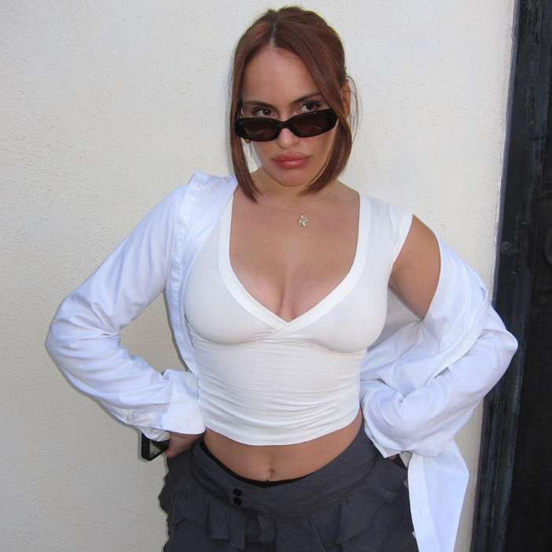 Women's Waist-cinching Figure-flattering Sleeveless T-shirt Top