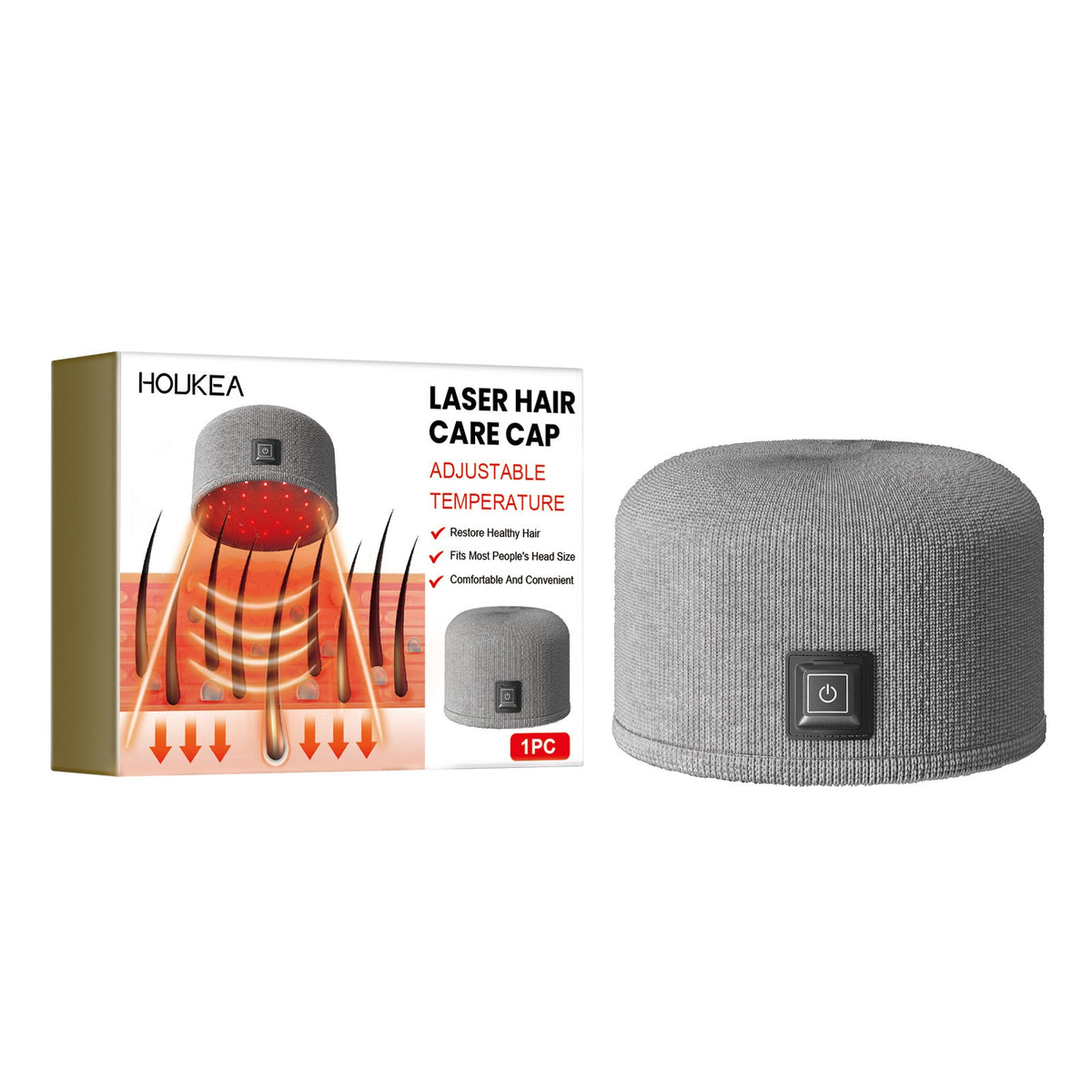 Houkea Dense Toupee Hair Repair Manic Thick Hairline Fixation Head Massage Care Heating Cap