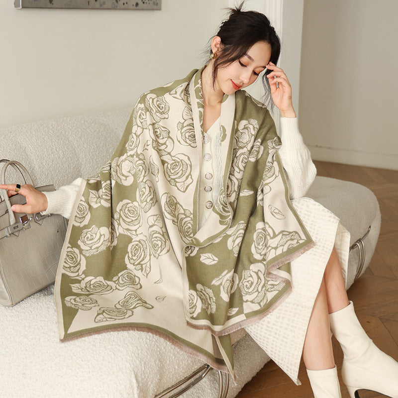 Female Versatile Fashion Thickened Warm Cashmere Scarf