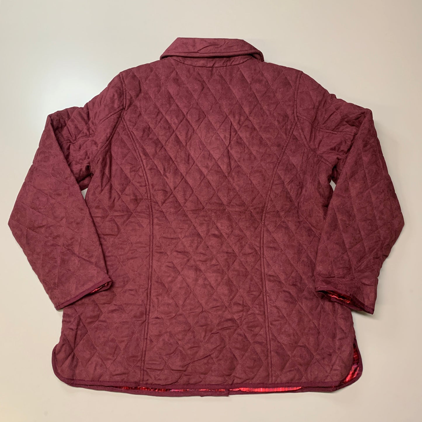 BRIDGE HAMPTON ISSAC MIZRAHI LIVE! Faux Suede Coat Full Snap Up Spiced Wine Sz 3X