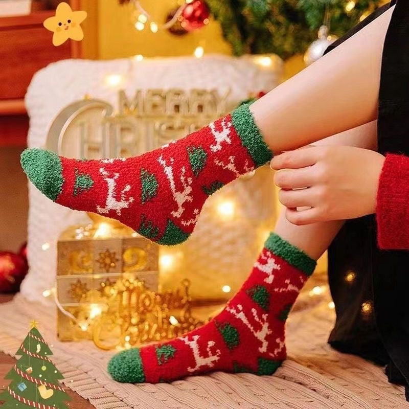 Christmas Gift Stockings New Year Stockings Women's Coral Fleece