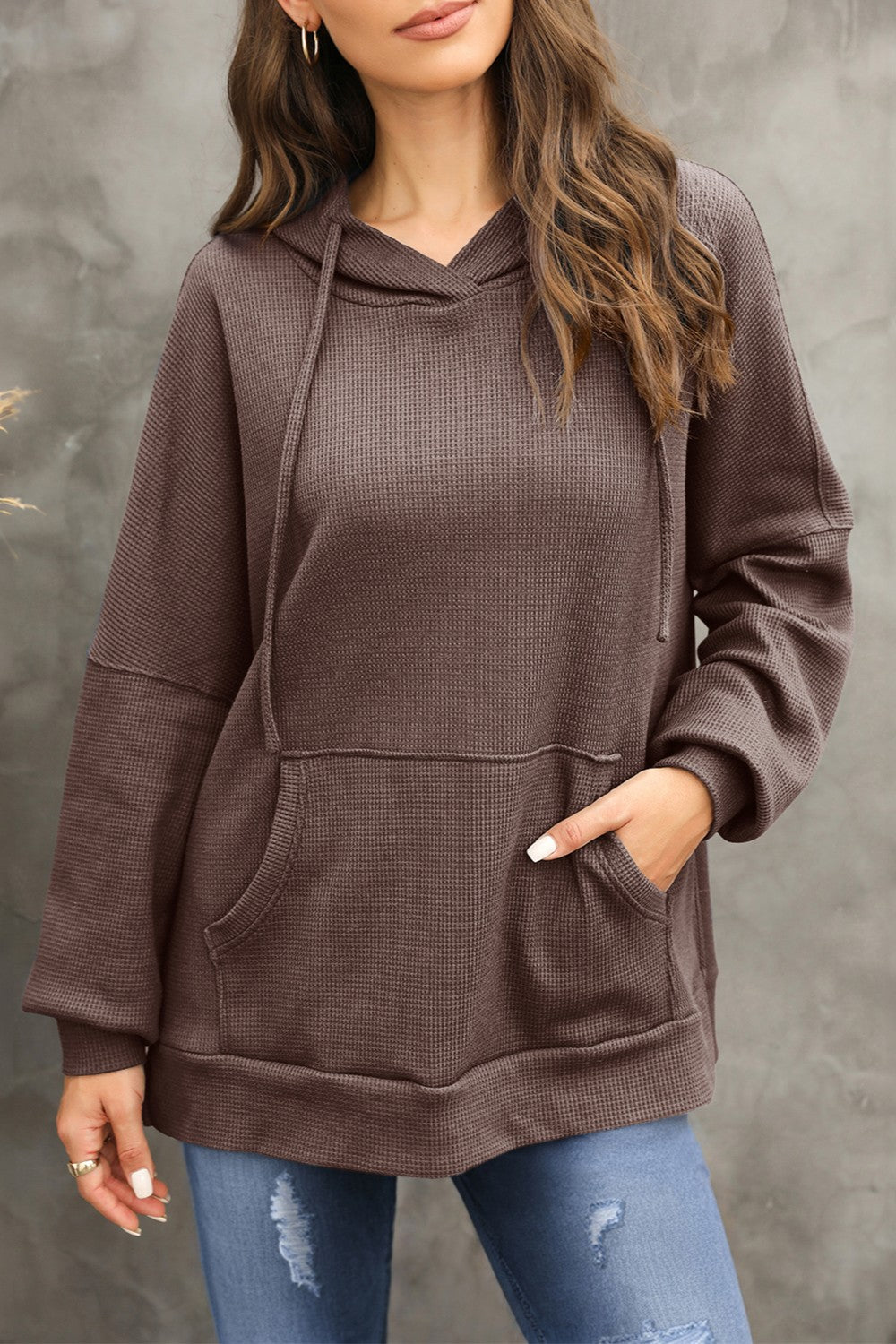 Cozy Waffle Knit Back-to-School Hoodie