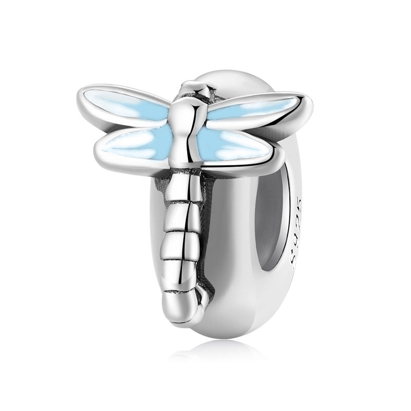 S925 Sterling Silver Beads Cute Insect Series Jewelry Plug Spacer Beads DIY Accessories Beads Enamel Color Silver Jewelry