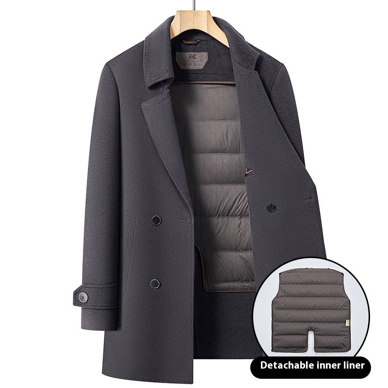 Double-sided Wool Overcoat Men's Mid-length Suit Collar Woolen Coat