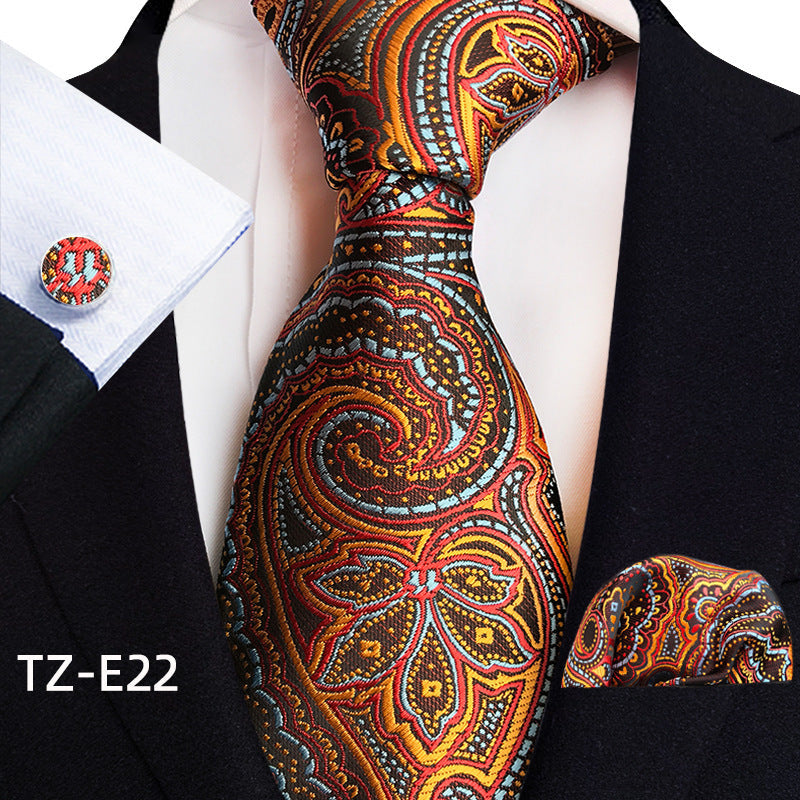 Paisley Tie Square Scarf Pocket Square Cufflinks Three-piece Set