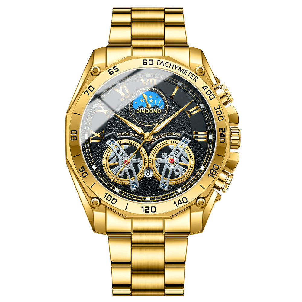 Double Men's Multi-function Skeleton Semi-Automatic Watch