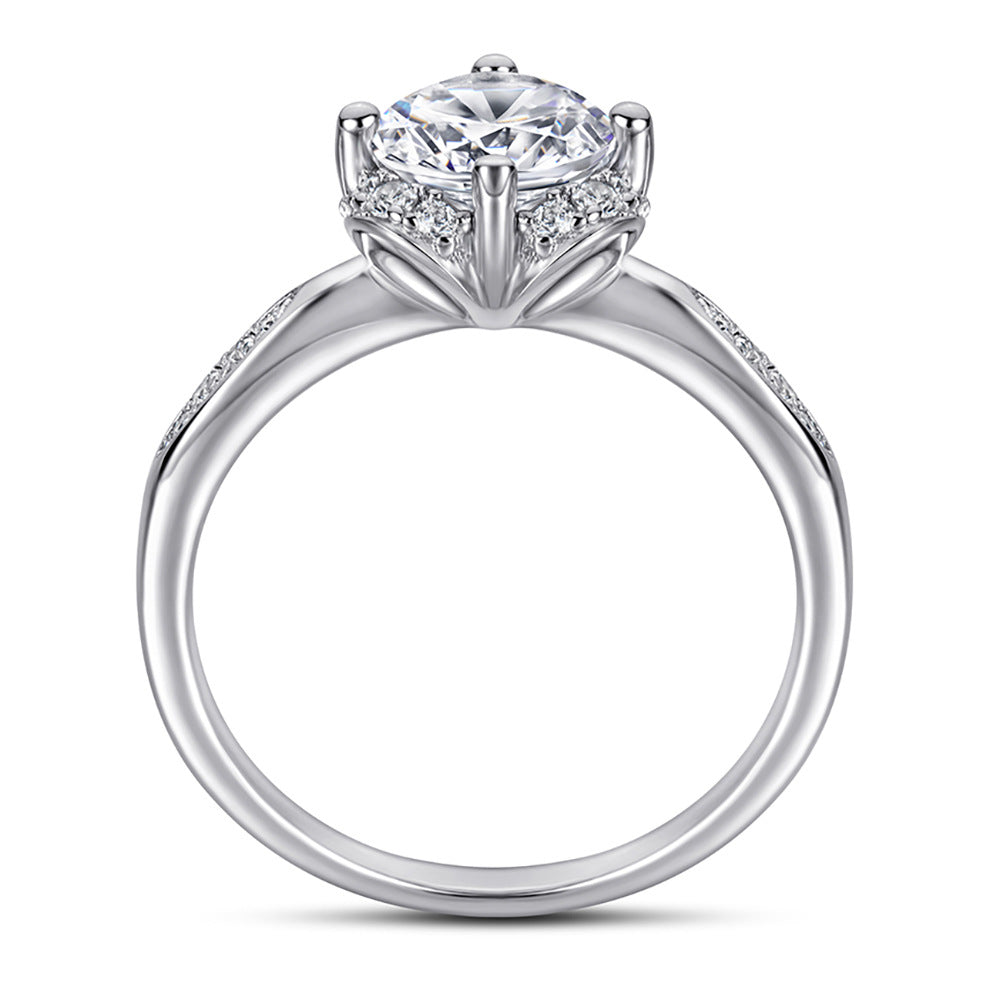 Korean Version Of The Fashion Flower Yang Micro-inlaid Zircon Wedding Ring Engagement Jewelry