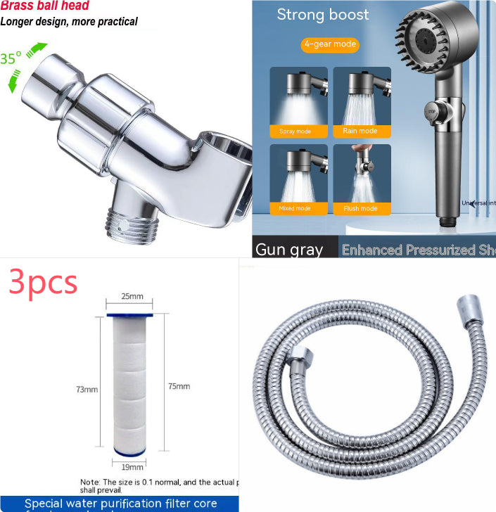 The Third Gear Adjustable Strong Supercharged Shower Head Household Bath Shower Hose Shower Head