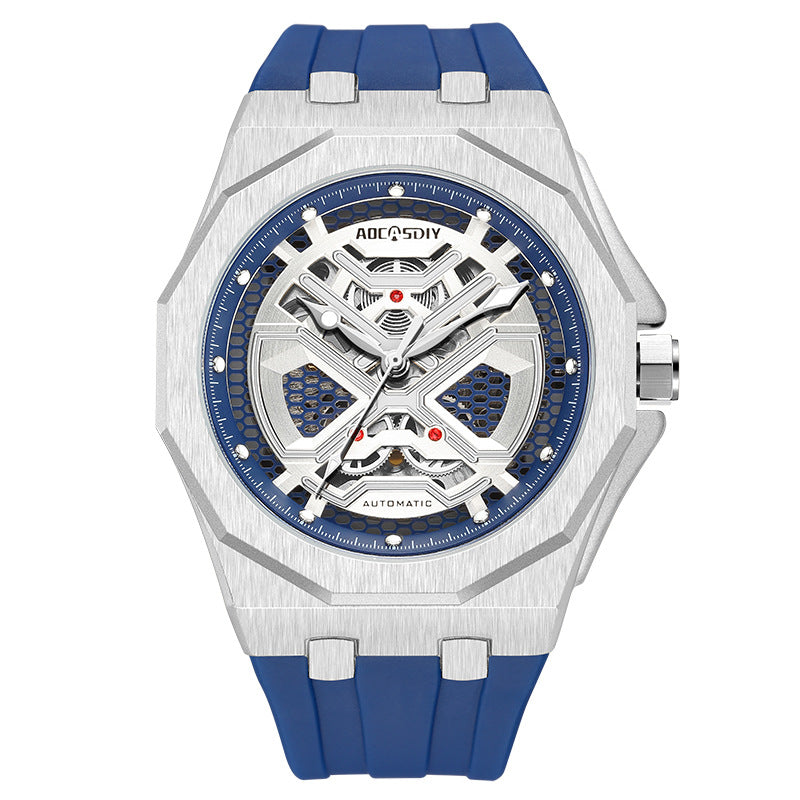 Trendy Hollow Mechanical Watch With Luminous Display And Water Resistance For Men