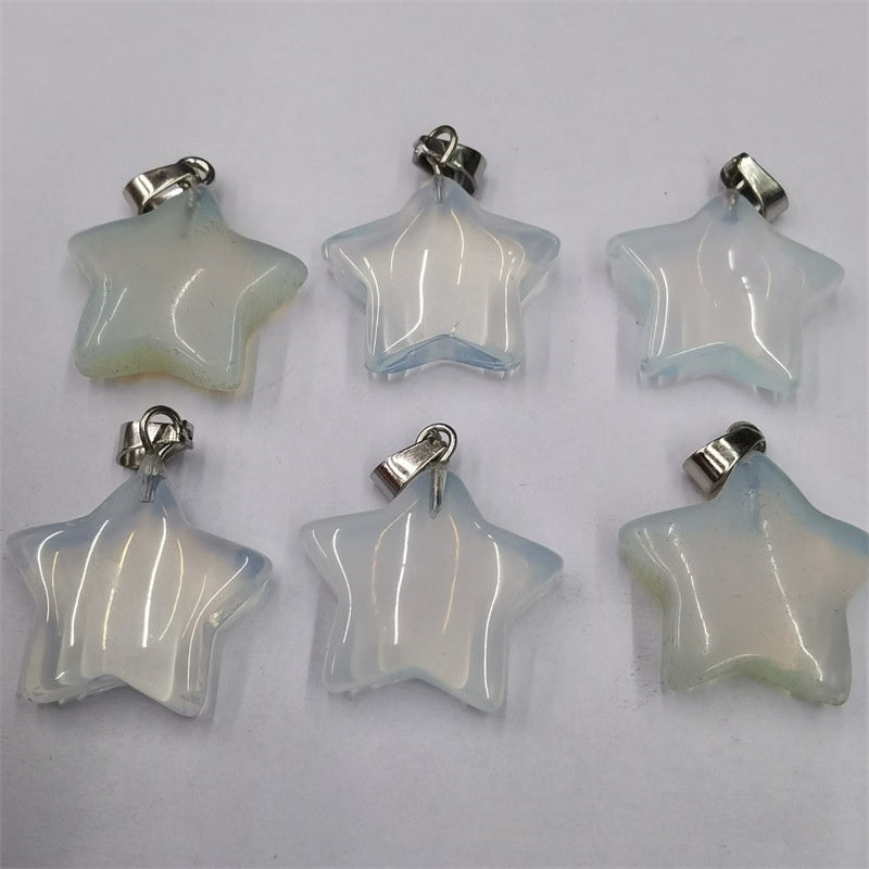 Natural Stone Crystal Agate Star Pendant