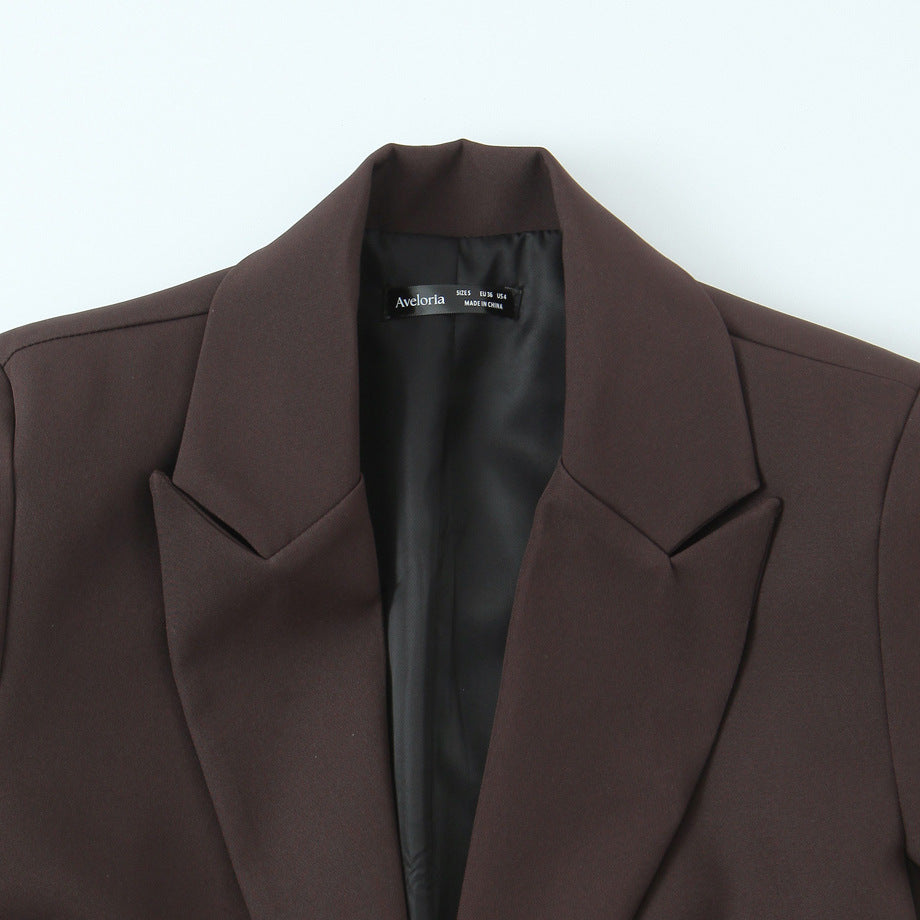 Stylish Chic Urban Blazer With Double Waist Belts And Notch Lapels