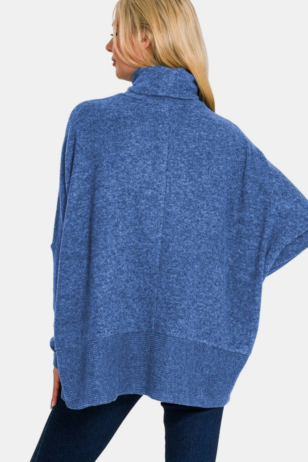Back To School Sweater - Zenana Full Size Brushed Melange Hacci Turtleneck Sweater