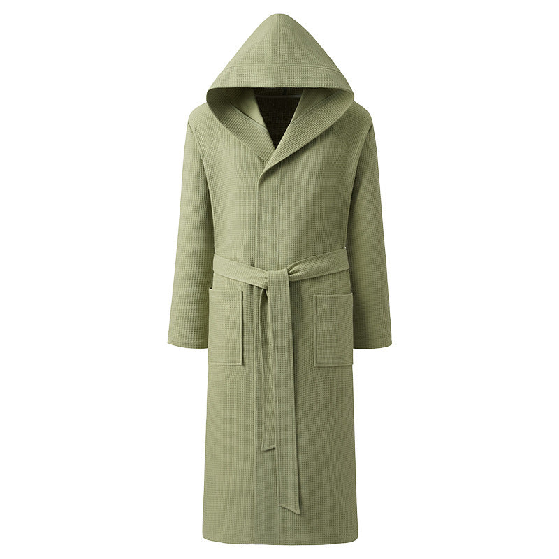 Mens Pure Cotton Hooded Bathrobe