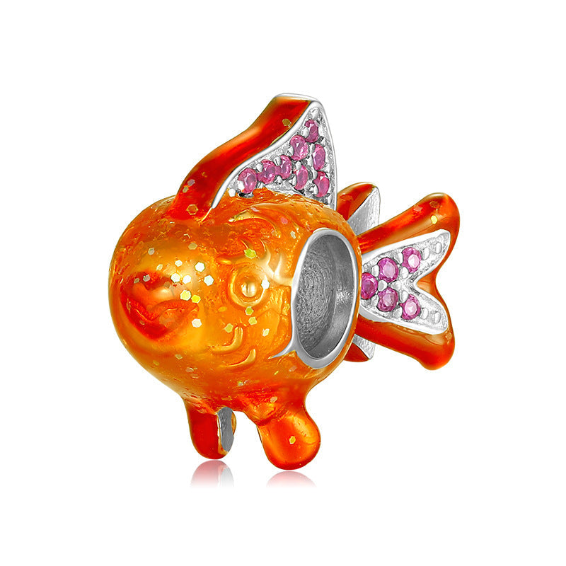 S925 Sterling Silver Beads Cute Insect Series Jewelry Plug Spacer Beads DIY Accessories Beads Enamel Color Silver Jewelry
