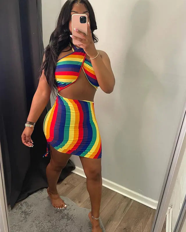 Style Loft Collection Backless Tie Dye Halter Mini Dress