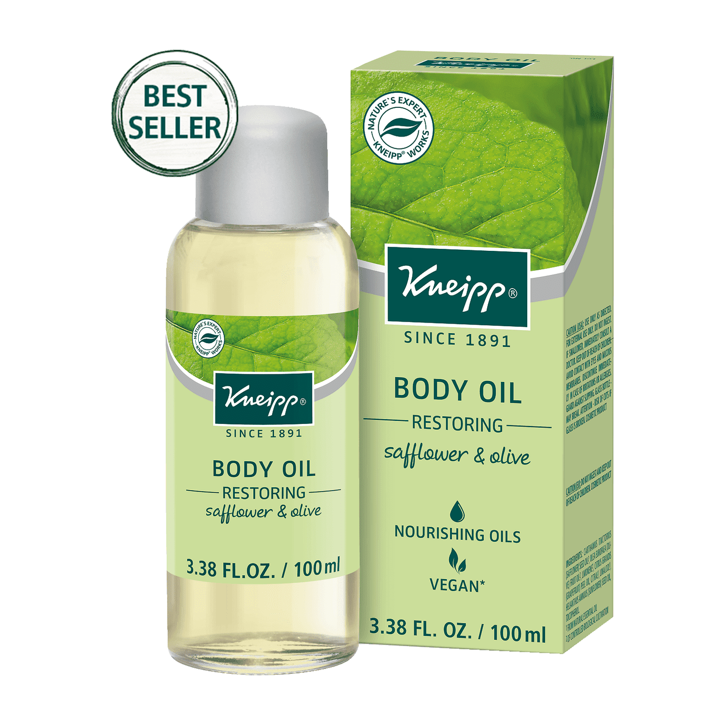 Kneipp Restoring Body Oil Vegan Safflower & Olive 3.38 Oz