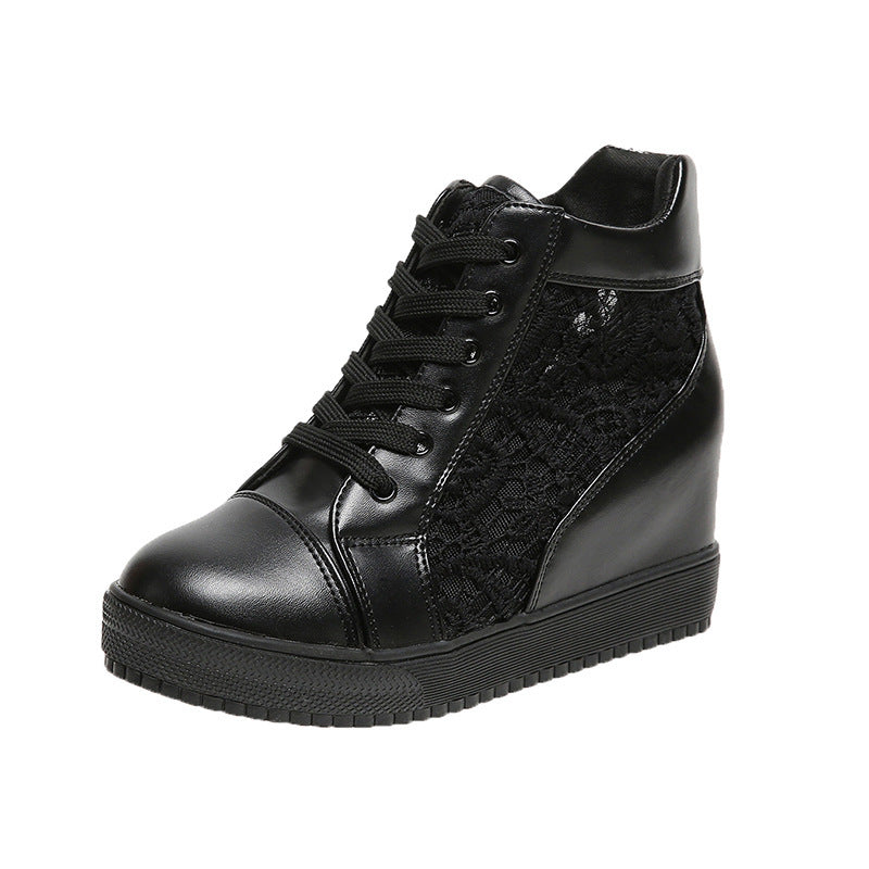 Women's Hidden Heel Platform Hollow Lace Sneaker