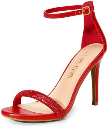 Women's Floral Ankle Strap Stiletto Heeled Sandals – Open Toe Dressy Party Shoes