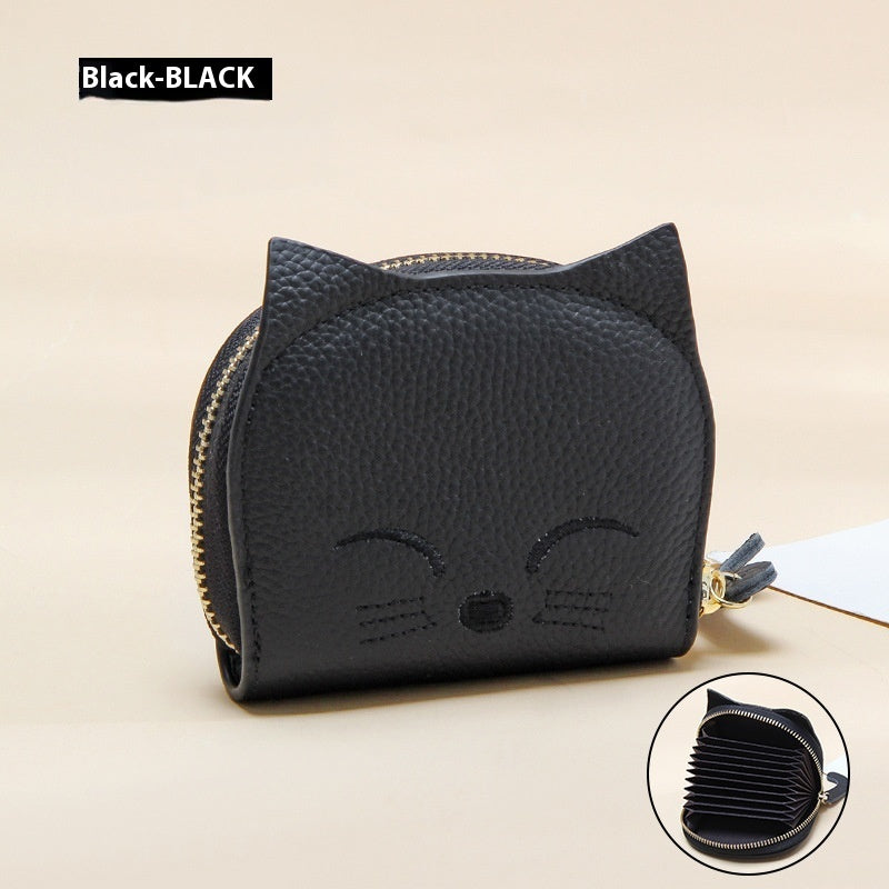 Women's Leather Card Holder with Cartoon Pendant