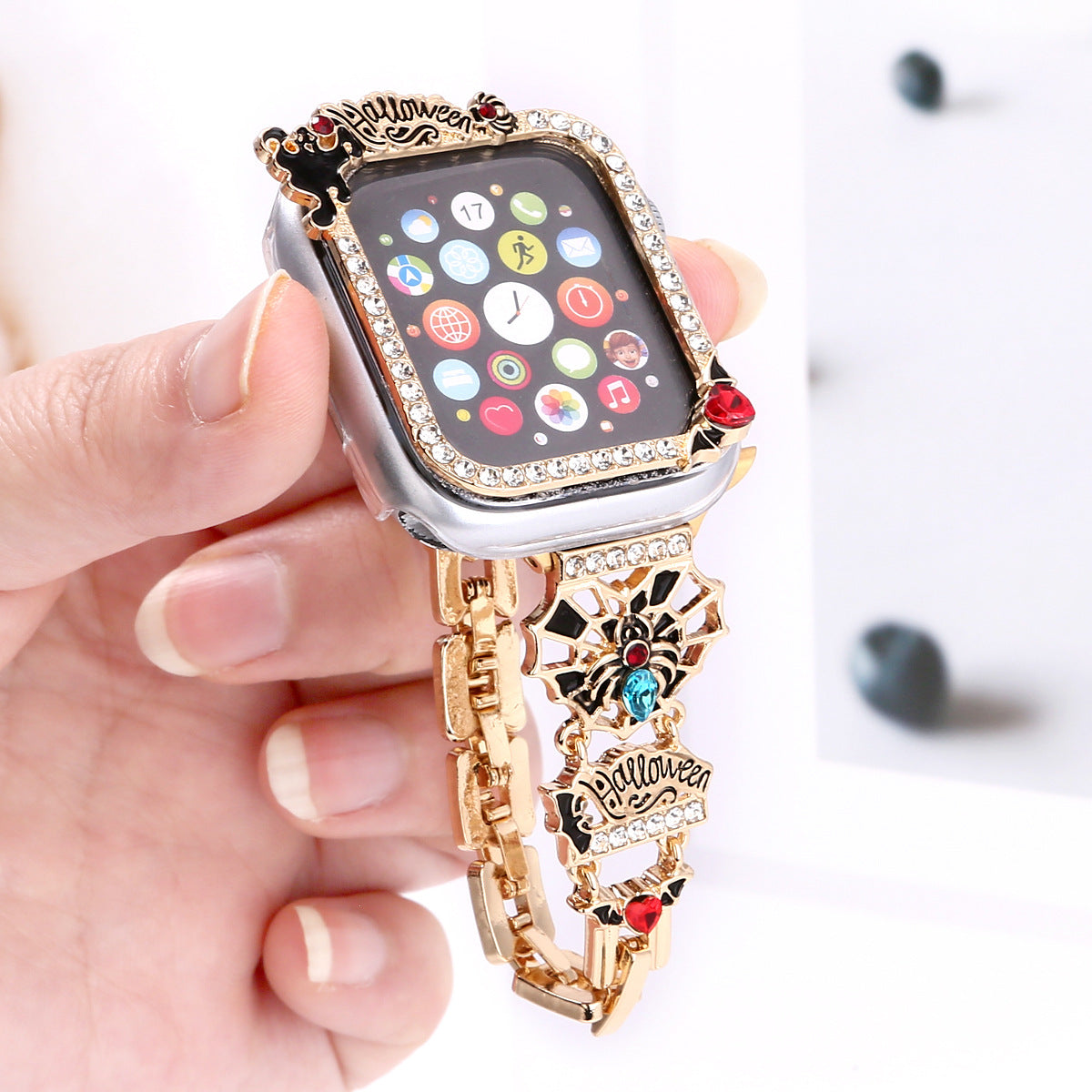 Cross-border New Halloween Metal Strap For IWatch Case Iwatch56789SE Strap