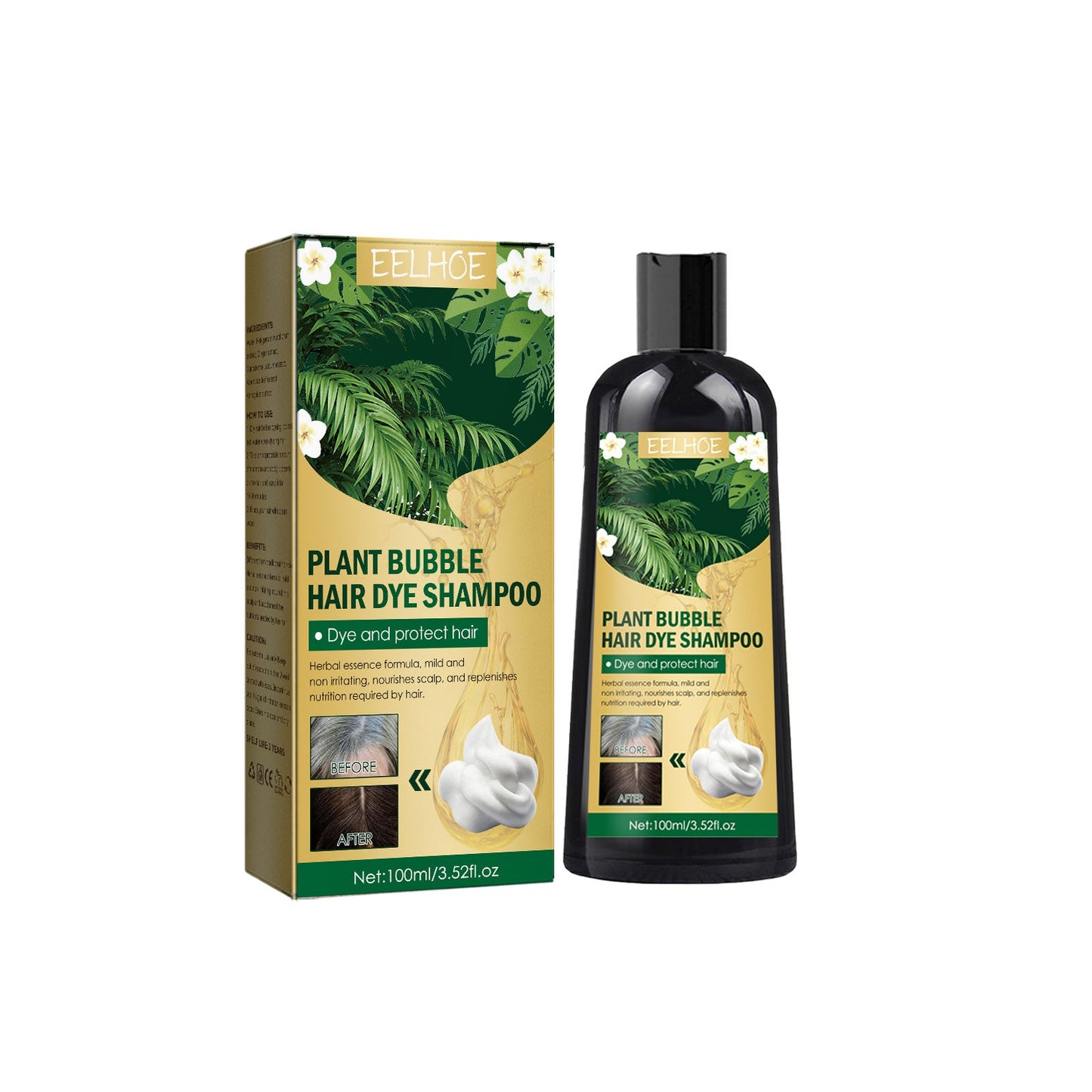 Plant Bubble Hair Natural Black Hair Dark Hair Hair Care Easy Color Lasting Mild Not Irritating