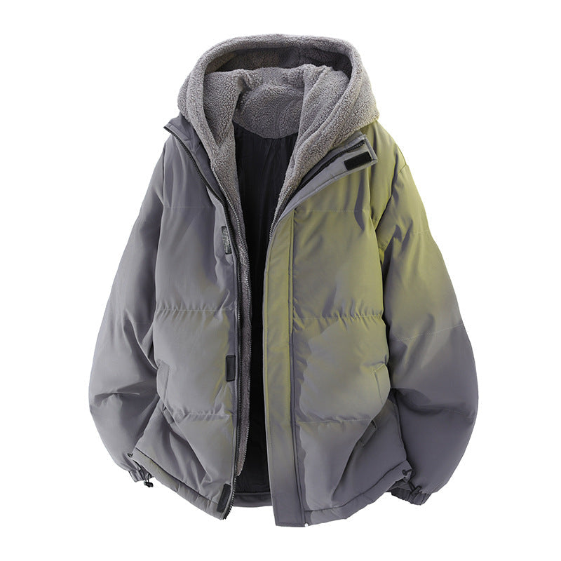 Mens Winter Loose, Padded Fleece Jacket With A Fake Two-Piece Design For Warmth
