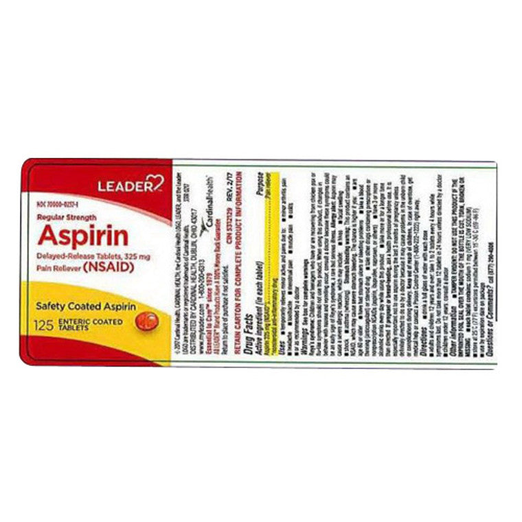 Preferred Pharmacy Leader Regular Strength Aspirin 325mg Enteric Coated Tablets