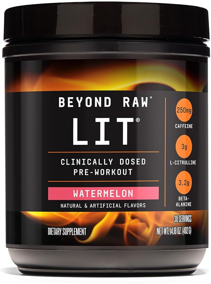 Beyond Raw LIT Clinically Dosed Pre-Workout Powder, Watermelon, 30 Servings