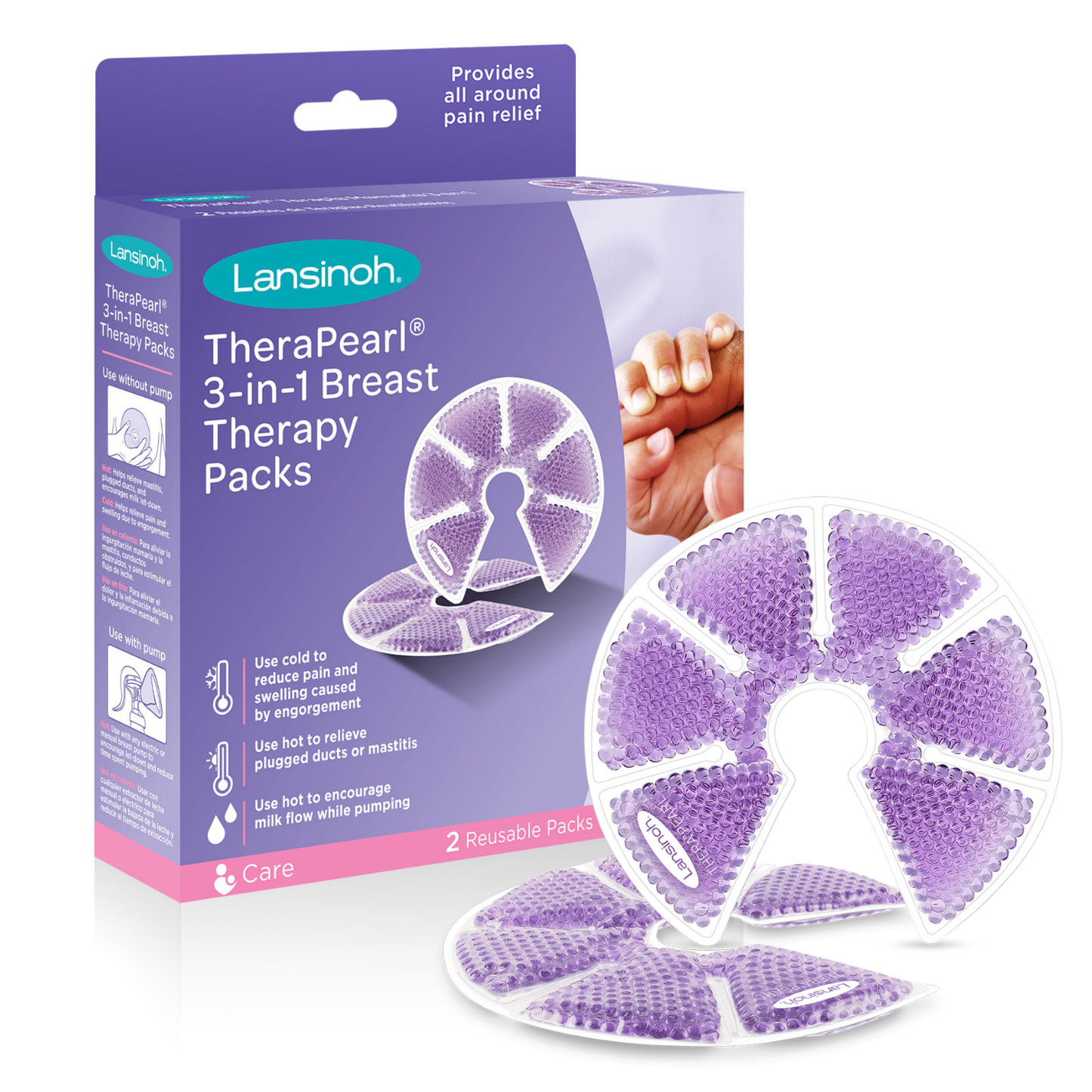 Lansinoh TheraPearl, 3-in-1 Breast Therapy, 2 Packs